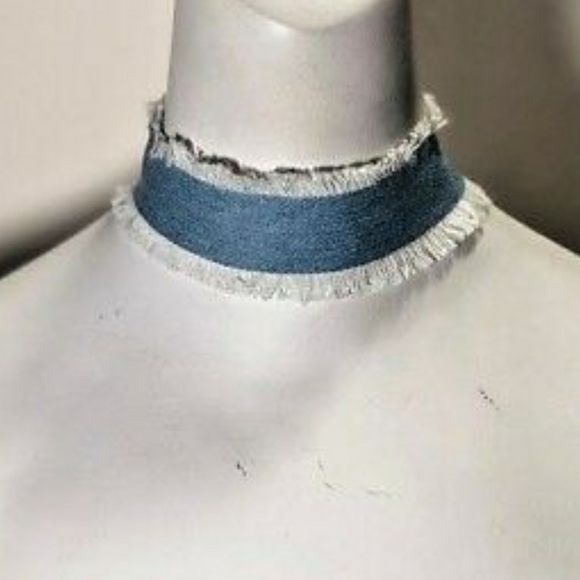 Denim Fringe Choker Necklace | Trendy 90s Style - Picture 6 of 7